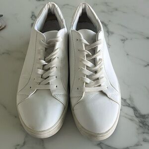 Thousand Fell Lace Up Vegan Leather Sneakers, Women's 8.5 (White/Grey)